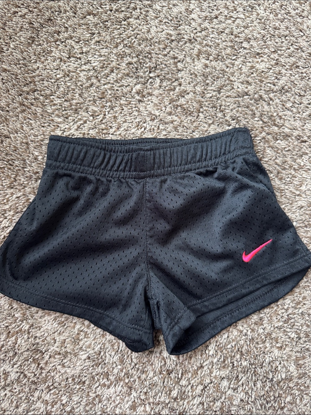 Nike Girls 3T Black Athletic Mesh Shorts with Pink Swoosh